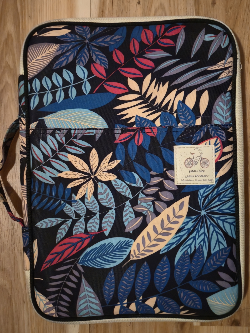 Floral Leaf Print Multifunctional File Bag Travel Pouch Navy, Blue, Coral Pink